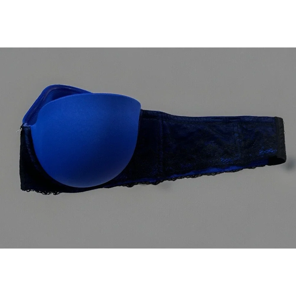 Torrid Bra 42C Royal Blue Black Multi-Way Lace Underwire Strapless